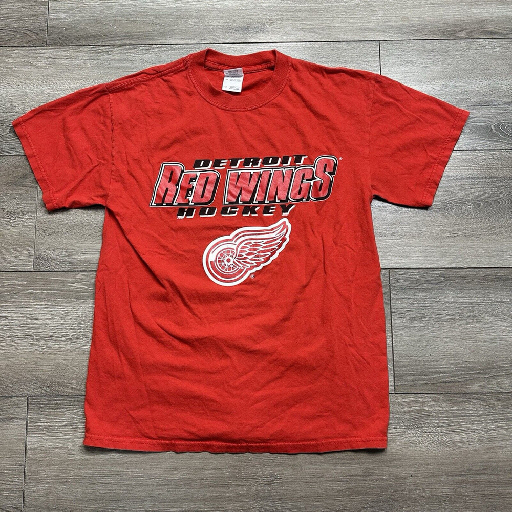 Vintage Detroit Red Wings Graphic NHL Hockey T-Shirt Size M Red